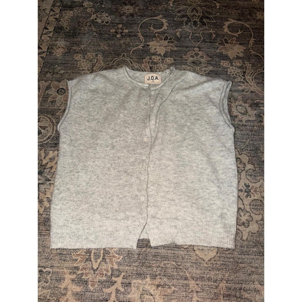 JOA Julia Raw Edge Sleeveless Cardigan Vest Gray
